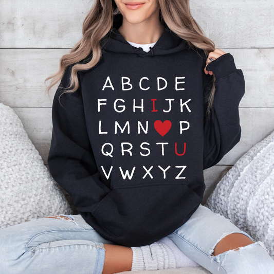 Ladies' Pullover 'I Love You' Hooded Sweatshirt