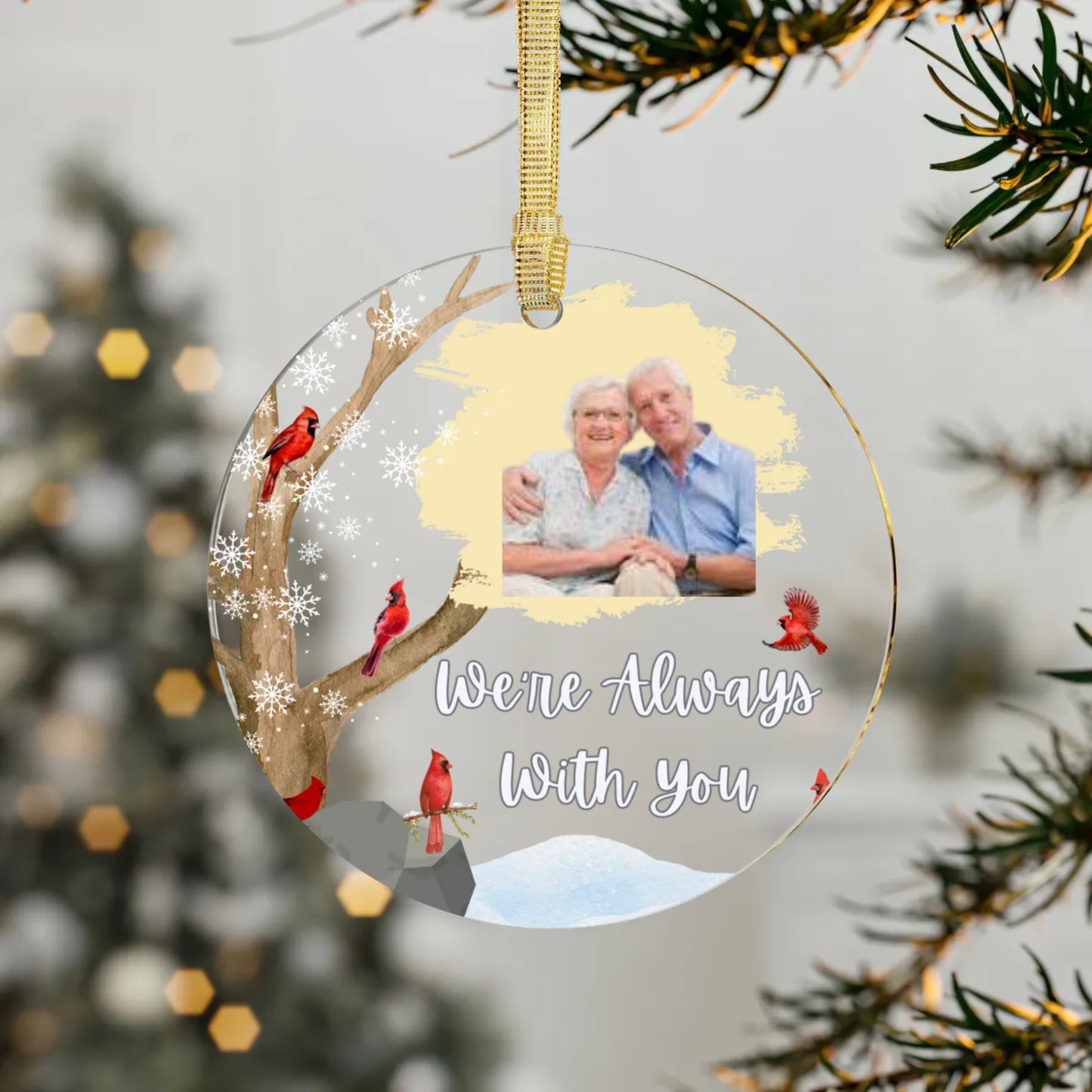 Custom Photo We're Always With You - Memorial Ornament for Family and Friends - Personalized CircleAcrylic Ornaments