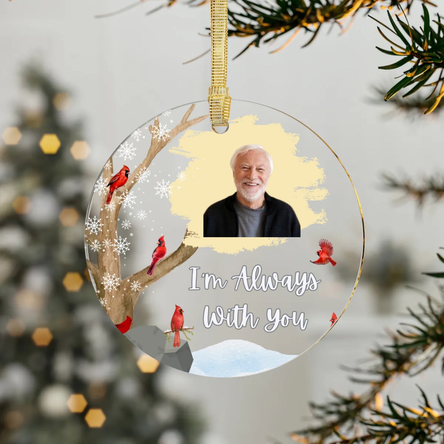 Custom Photo I'm Always With You - Memorial Ornament for Family and Friends - Personalized Circle Acrylic Ornaments